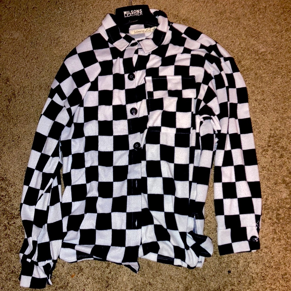 Checkered Button Up Collared Sweater